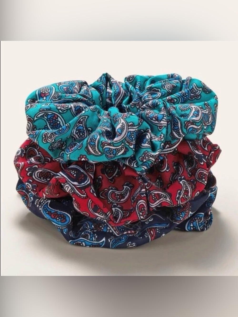 3 Piece Paisley Print Scrunchies